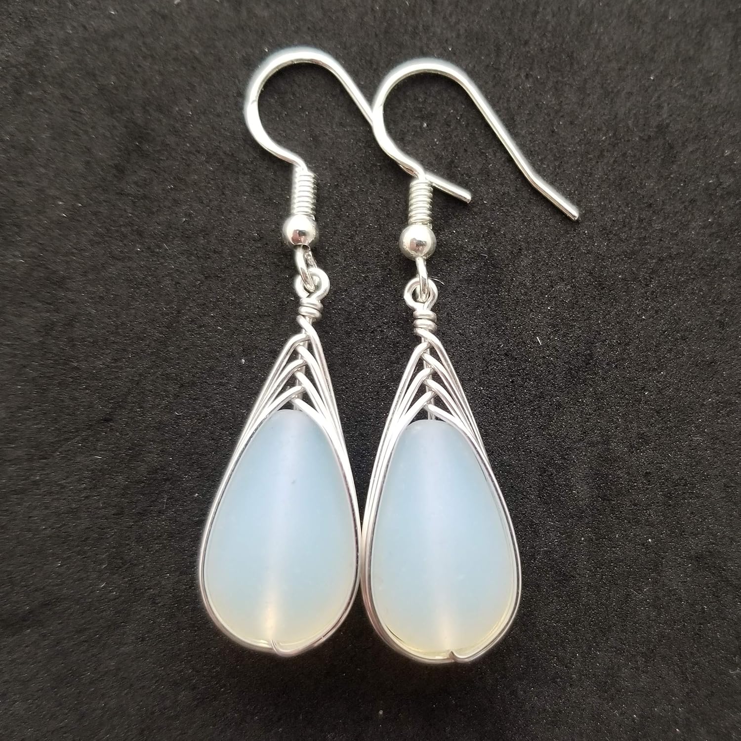 Yinahawaii Handmade Sea Glass Earrings, Hawaiian Jewelry, Wire Braided Earrings Teardrop Earrings, Beach Jewelry Sea Glass Jewelry For Women Birthday Gift - Image 4