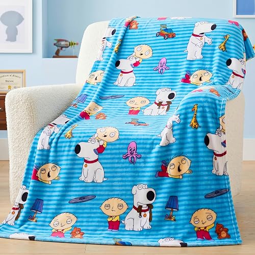 Family Guy Stewie Brian Fluffy Throw 46 in x 60 in, Soft Cozy Decorative Blanket for Couch or Bed (100% Officially Licensed Product) By Franco Collectibles - Family Guy