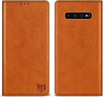 for Samsung Galaxy S10 Plus Wallet Case with [RFID Blocking] Card Slot Stand Strong Magnetic Leather Flip Fold Protective Phone Case for Samsung Galaxy S10+ Case WalletBrown-6.4 inch