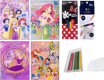 Amazon Co Jp ぬりえギフト 女の子に人気のディズニープリンセスシリーズ 4冊セット プリンセス ディズニークラッシック アートぬりえラプンツェル アートぬりえアリエル 蛍光色えんぴつ12色 ディズニーミニーマウス色えんぴつ12色 超絶おしゃれ日本製