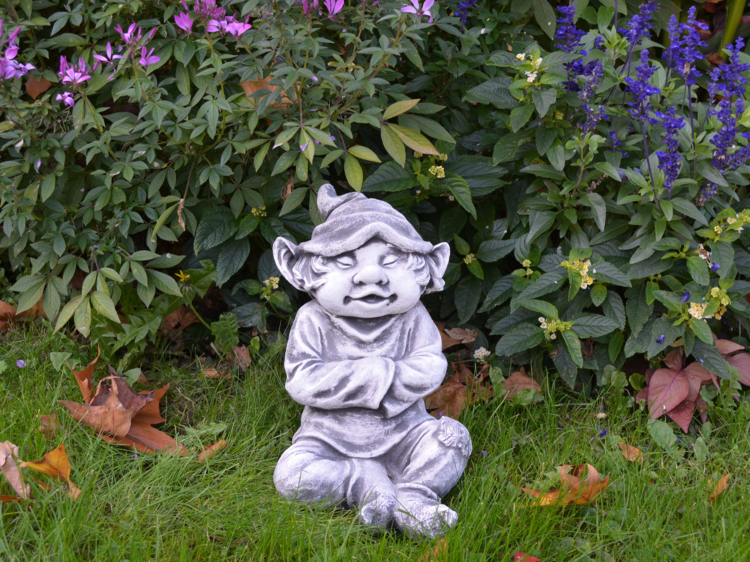 gartendekoparadies.de Figure de Pierre Massive GNOME Amusant « J’AI Froid »Troll Lutin en Pierre reconstituée, résistant au Gel