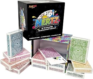 Nertz Card Game, 12 Player Party Size, Casino-Quality Bulk Cards | 310gsm Black Core Cardstock | Plastic-Coated | Standard Poker Size 3.5x2.5in | Individual Deck Boxes | Ages 14+