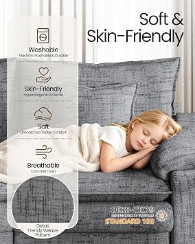 3 Seater Sofas, 231 cm Cloud Modular Sofas Couch with Spring Cushion, Grey