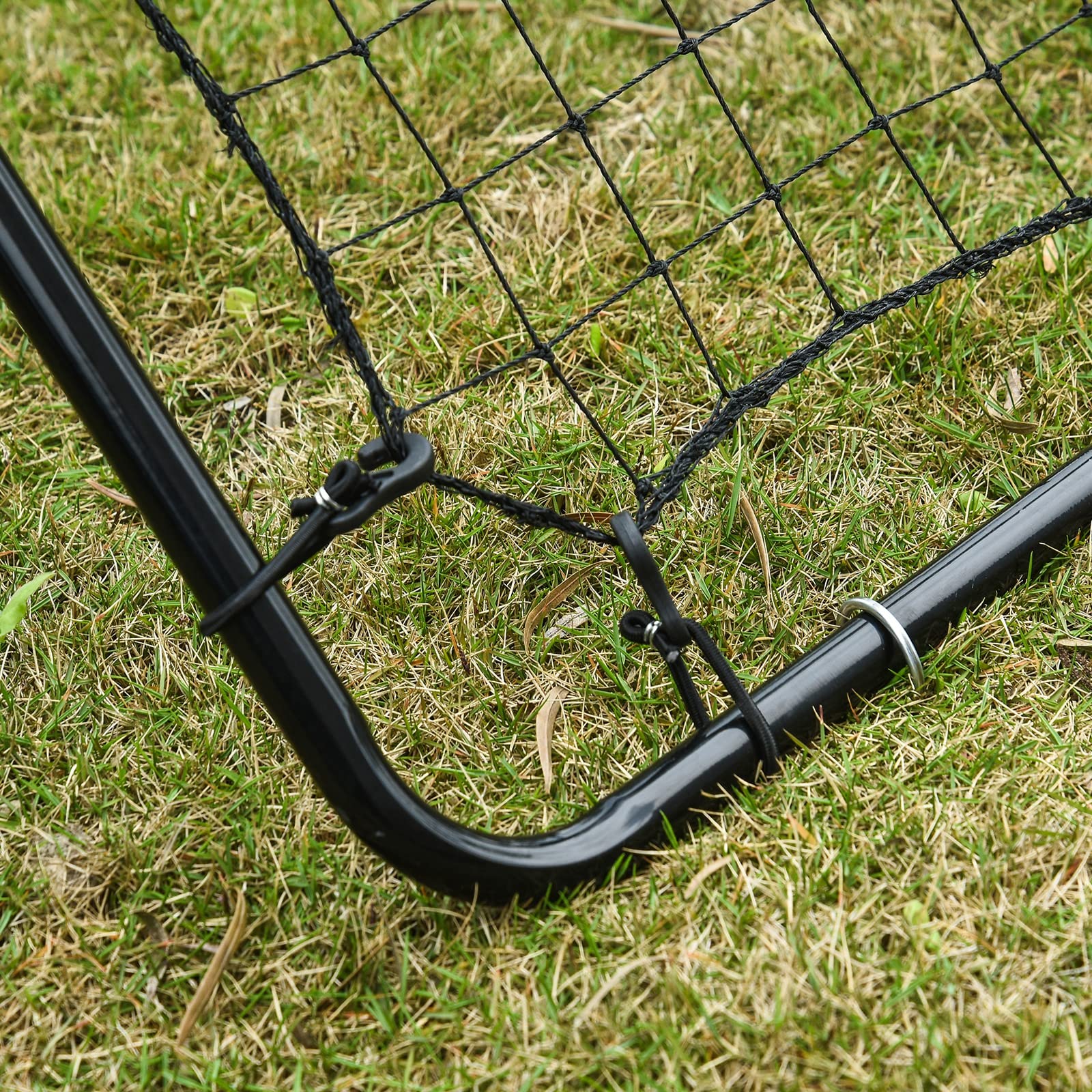 HOMCOM Baseball Rebounder, Tragebar Softball Pitchback-Netz, Rückprallnetz mit Ziel Zone, verstellbarem Winkel Pitching Netz für Basebälle Softbälle, Metall, Schwarz