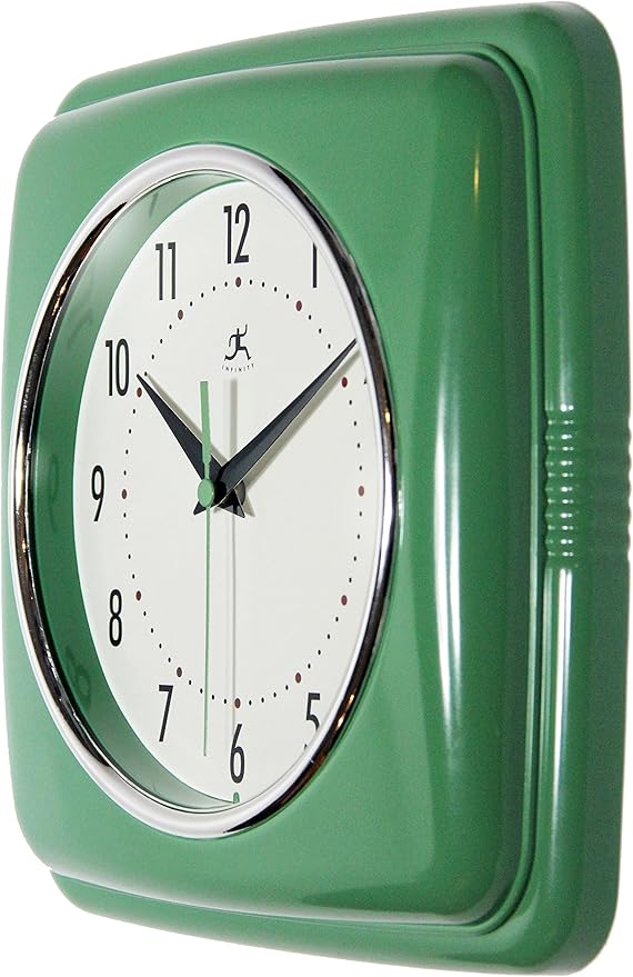 Reloj de Pared Infinity Instruments Cuadrado Retro Silencioso Verde 9.25 pulgadas miniatura 5