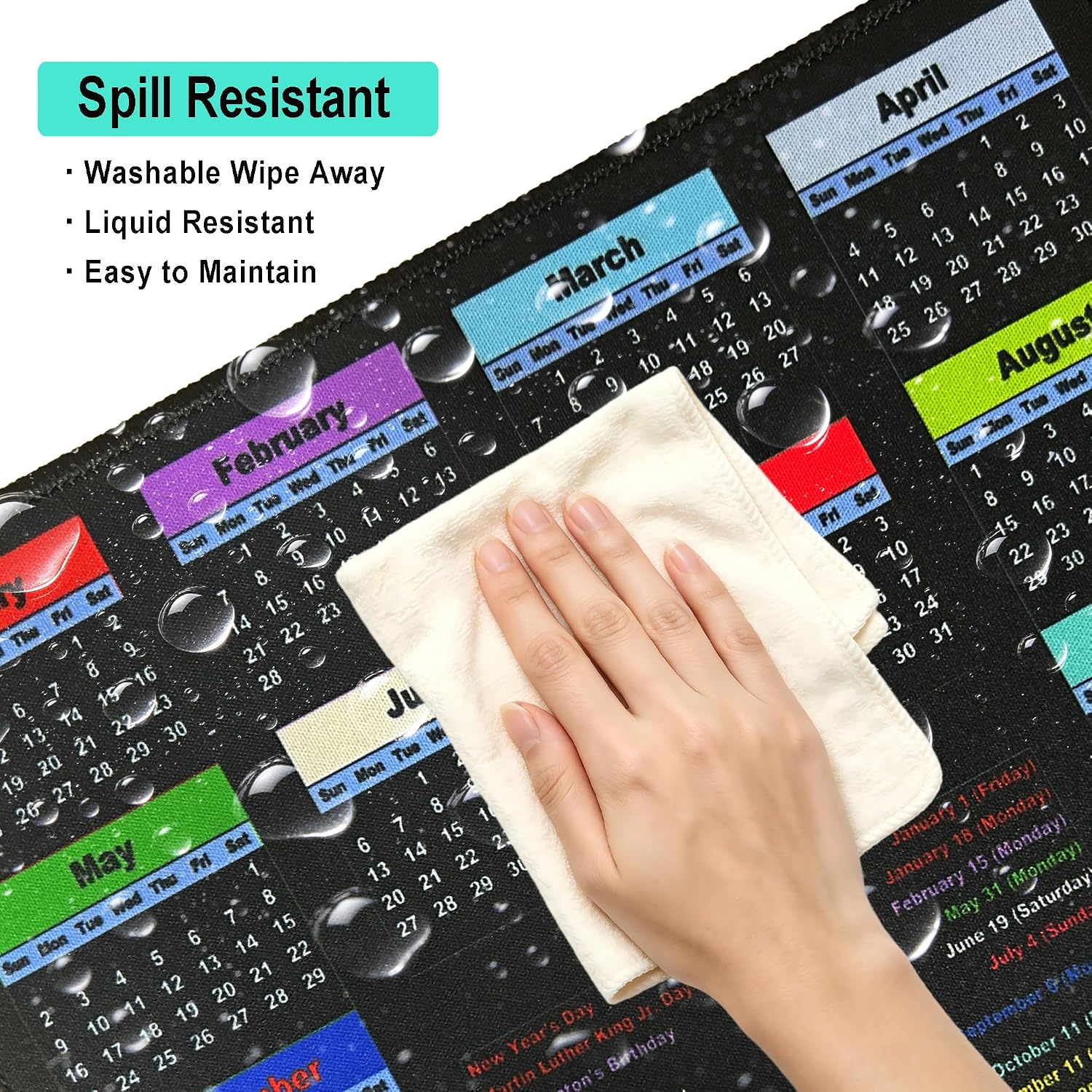Mouse Pad 2027 Black Calendar with Holidays Small Desk Mouse Mat image 5