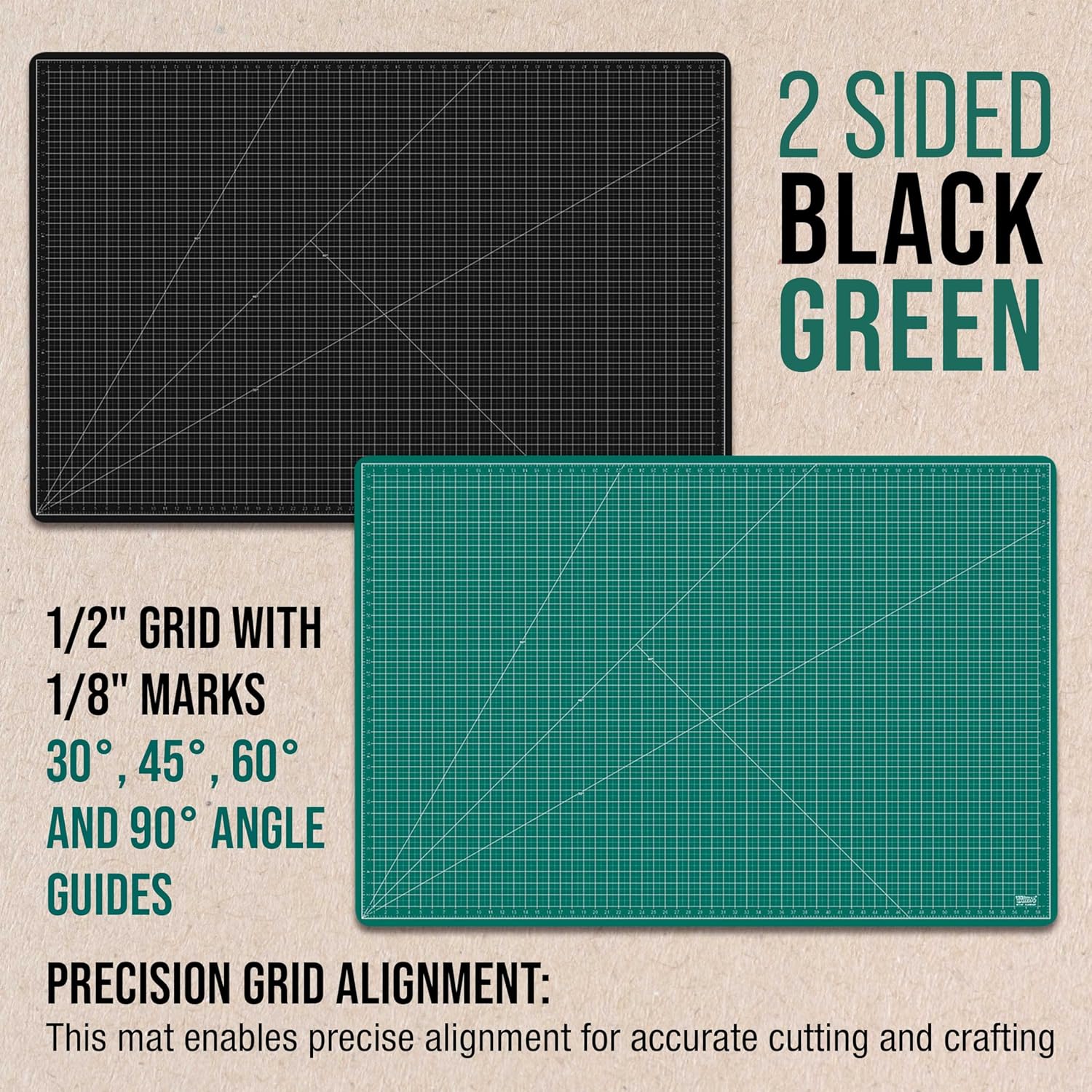 U.S. Art Supply 40" x 60" Self-Healing Cutting Mat 5-Ply - Double-Sided Green/Black Craft Mat, Non-Slip Cutting Mats for Crafts, Sewing, Quilting, Scrapbooking