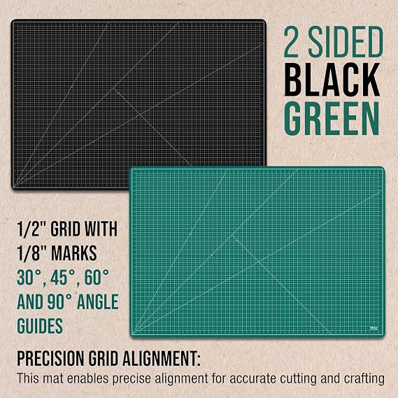 U.S. Art Supply 40x60 Self-Healing Cutting Mat 5-Ply Green/Black