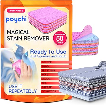 Magical Fiber Stain Remover- Use as Spot Remover- No Dry Cleaning Food, Grease, Coffee Off Laundry, Tea, Fabric, Pet Stains, Stain Remover Sponge Clothes, Carpet, Sofa, Mattress & Upholstery 1 Pack