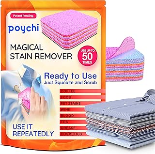 Magical Fiber Stain Remover- Use as Spot Remover- No Dry Cleaning Food, Grease, Coffee Off Laundry, Tea, Fabric, Pet Stains, Stain Remover Sponge Clothes, Carpet, Sofa, Mattress & Upholstery (1 Pack)