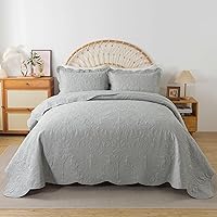 Vista 39 de HoneiLife - Colcha bordada tamaño King - Juego de edredón de microfibra de 3 piezas, colchas ligeras, cubrecamas reversibles, funda de cama retro