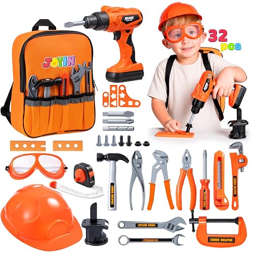 JOYIN Juego de 32 Herramientas Mochila de Herramientas de construcción para niños