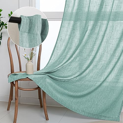 Miniatura 46 de MYSKY HOME Cortinas traslúcidas de 63 pulgadas de largo para dormitorio, paneles de cortina para ventana que filtran la luz, protegen la privacidad