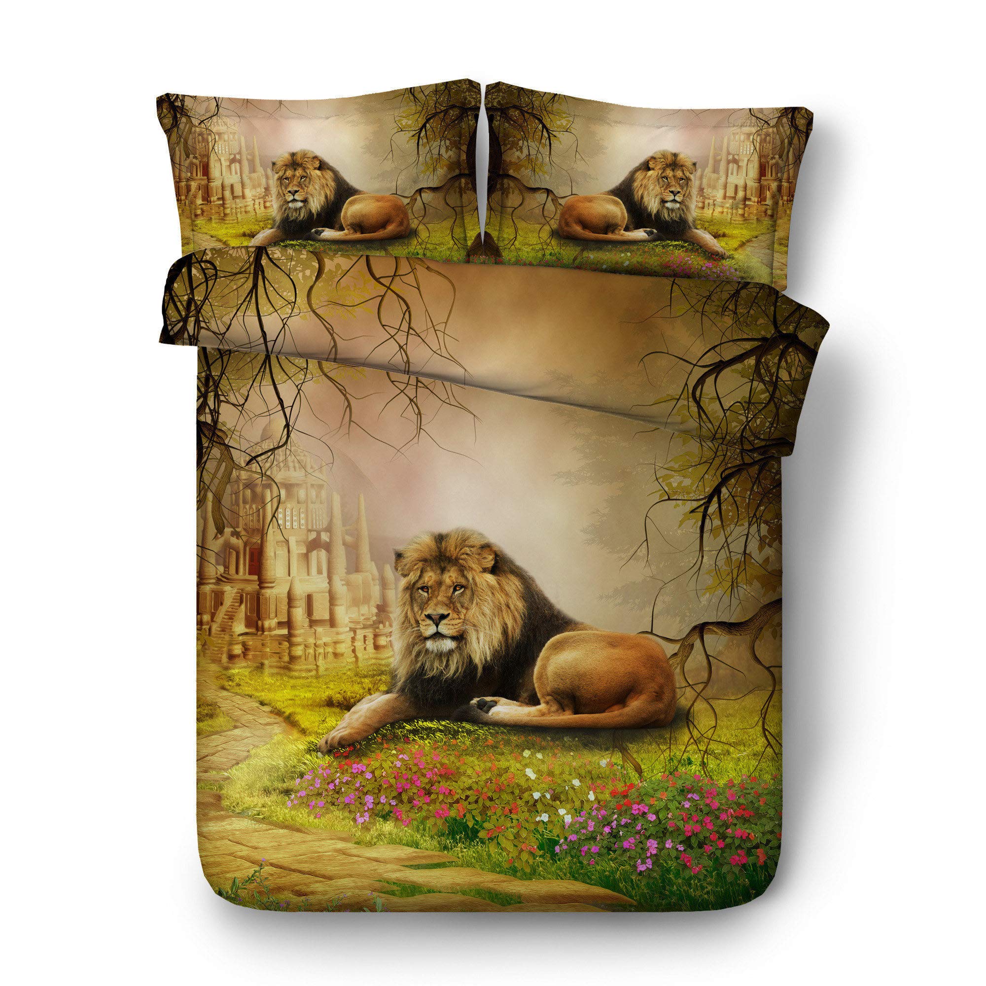Chambre à coucher parure de lit lion 260x220 anti-plis grand lit