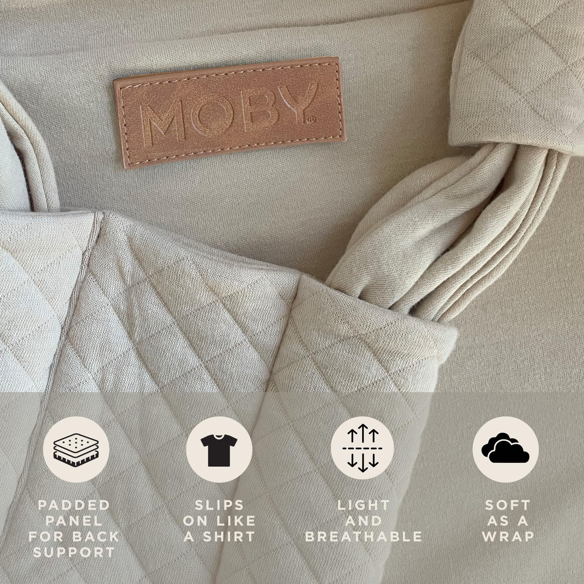 Moby Baby Duet Carrier Easy-Wrap for Newborns to Toddlers, Infant Sling Carrier, Lightweight & Hands Free Design for Mom and Dad, Adjustable for All Body Types Feather