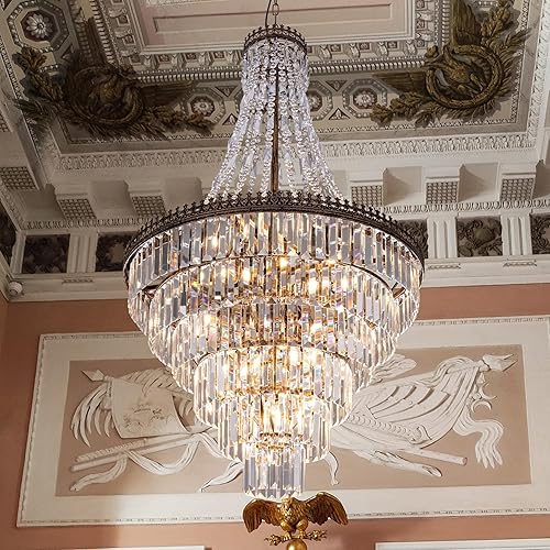 TOCHIC French Empire Crystal Chandelier Modern Farmhouse Chandelier Ceiling Light
