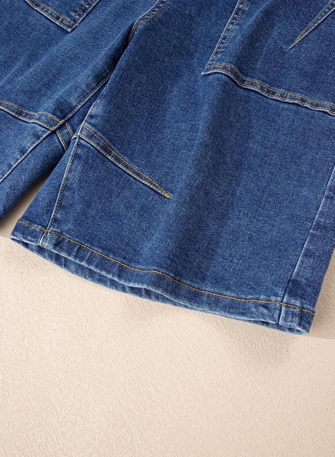 Sidefeel Women's Jean Shorts High Waisted Stretchy Bermuda Pleated Denim Summer Shorts - Image 9