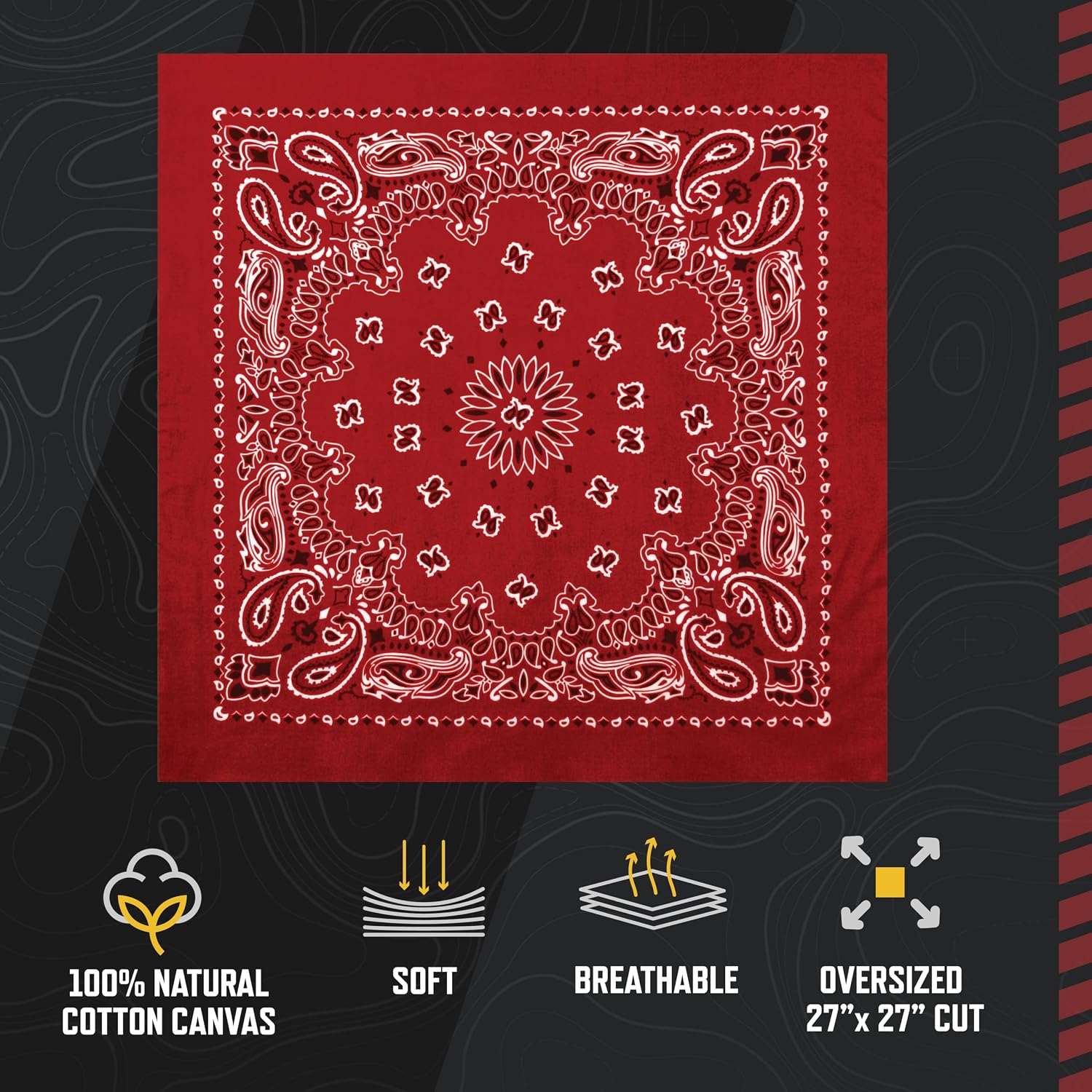 Rothco Trainmen Paisley Bandana 27” x 27” Extra‑Large 100% Cotton Head Wrap Scarf Multi‑Use
