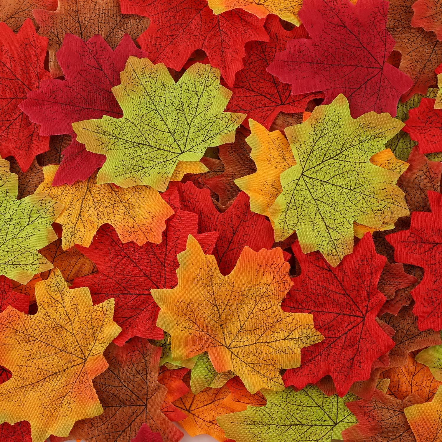 KINBOM 300pcs Fall Artificial Maple Leaves, Simulation Maple Leaf