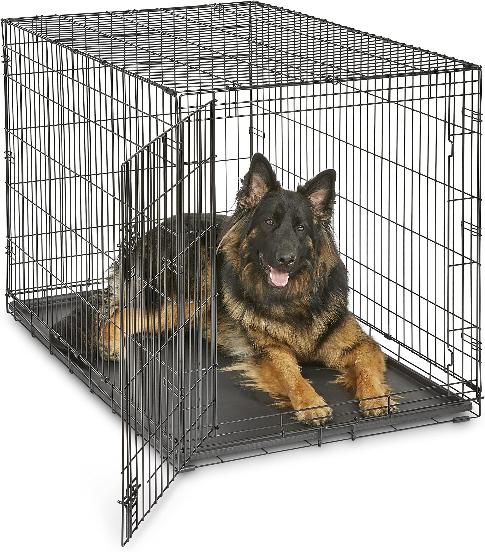New World Single Door Folding Metal 122 cm Dog Crate, Enhanced Security, Includes Leak-Proof Pan, For Extra-Large Sized Breeds
