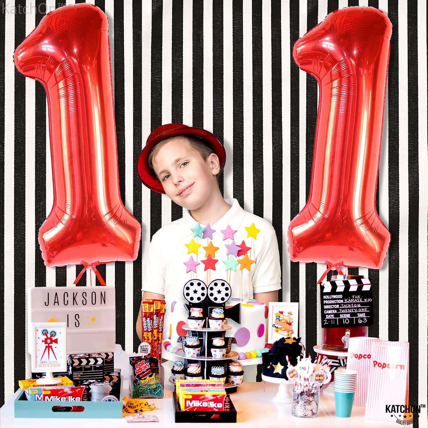 KatchOn, Giant Red 11 Balloons Number - 40 Inch | 11 Year Old Balloon | Red 11 Balloon Number | Red 11 Birthday Balloon for 11th Birthday Party | 11th Anniversary Decorations
