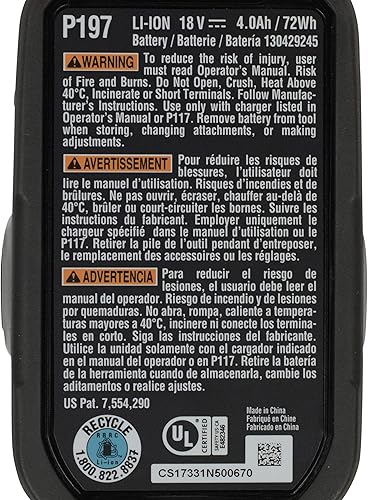 Miniatura 4 de Ryobi (1) cargador de batería P117 de 18 V y (1) paquete de baterías P197 de 18 V 4.0 Ah
