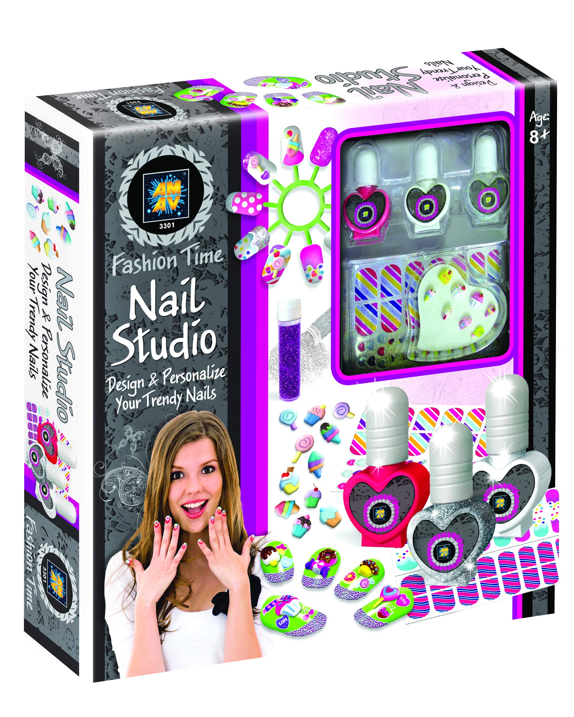 Amav Toys Nail Studio Girls Nail Salon Non-Toxic Nail Polish for Girls Nail kit for Girls Toys for Girls Nail Style Studio spa Day kit for Girls