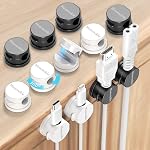 8 Pack Magnetic Cord Organizer, Rotatable Cable Clips-White | Strong Magnetic Cord Holder, [1s Locking Cord] Adhesive Wire Keeper, Cable Management for Desk, Car, Nightstand, Office