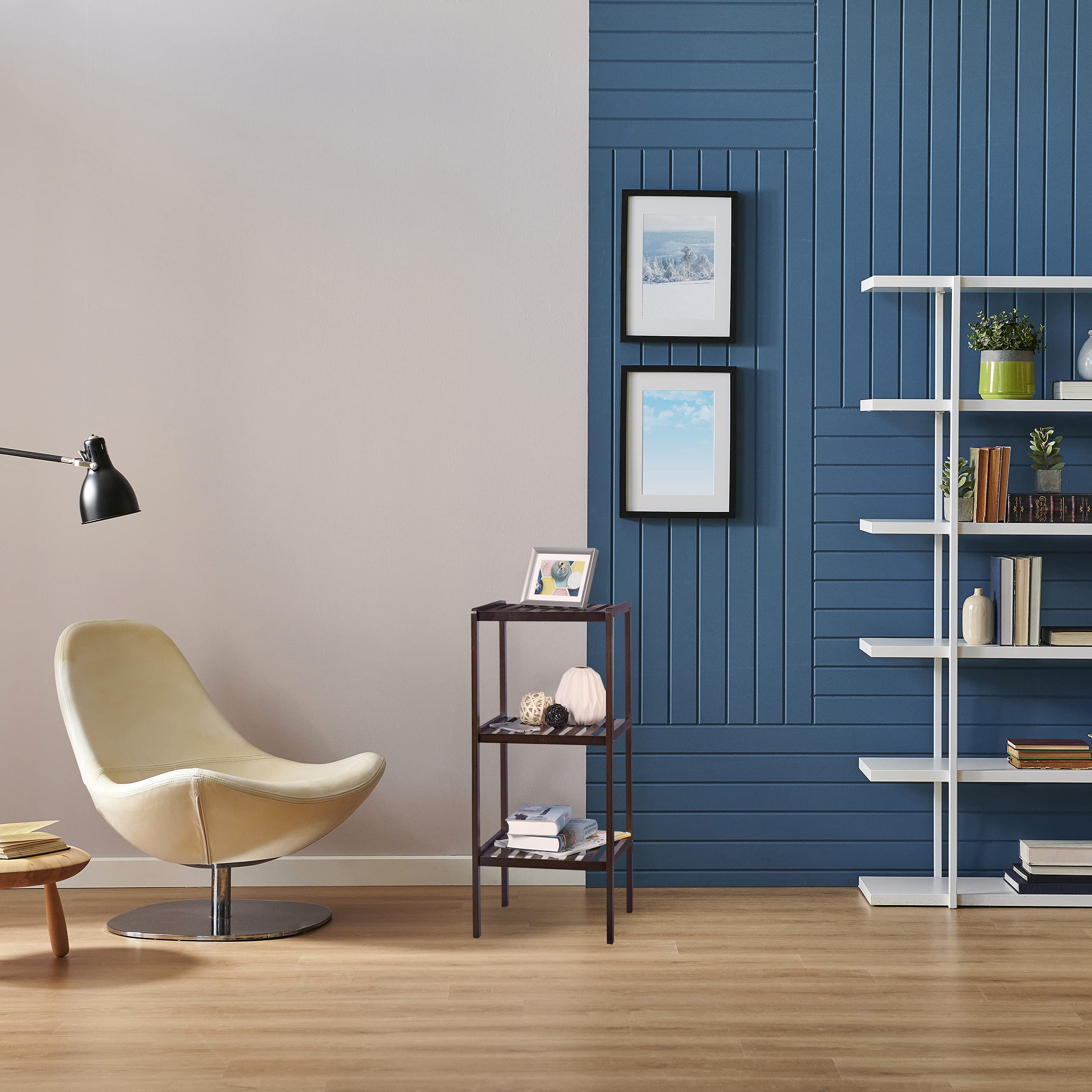 Relaxdays Scaffale da Bagno, Bambù, Ripiani Portaoggetti, Mobiletto Salvaspazio, 80x34,5x33 cm, Mobile Cucina, Marrone