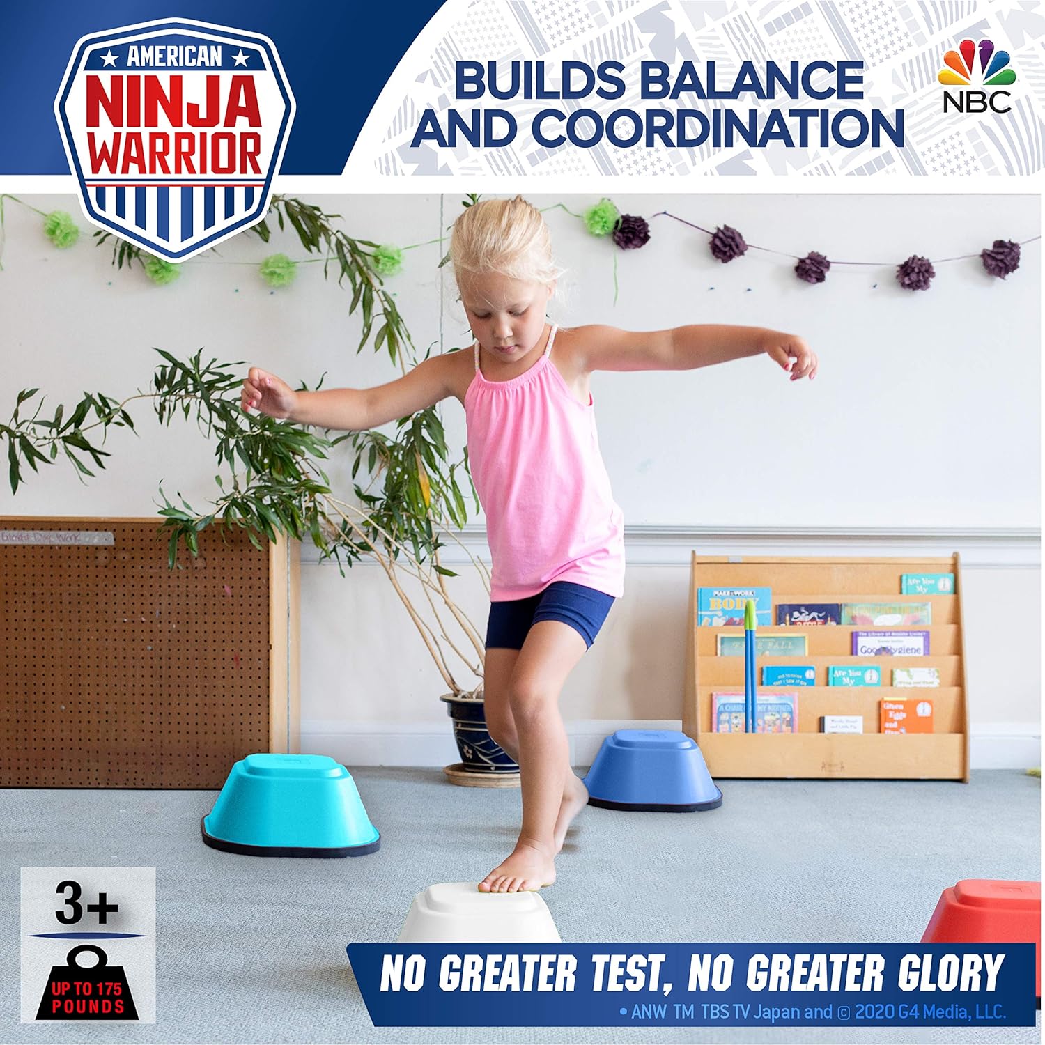AnW American Ninja Warrior Jumping Stones - 4 Balance Stepping Stones Obstacle Course for Kids - Perfect Indoor & Outdoors Play Equipment for Children Ages 3+ : Toys & Games