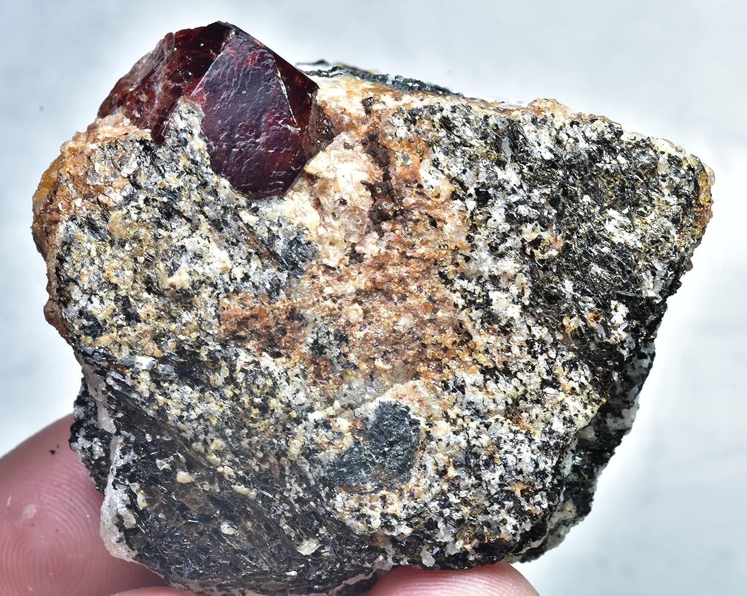 78 Gram Fluorescent Terminated Red Zircon Crystal Specimen