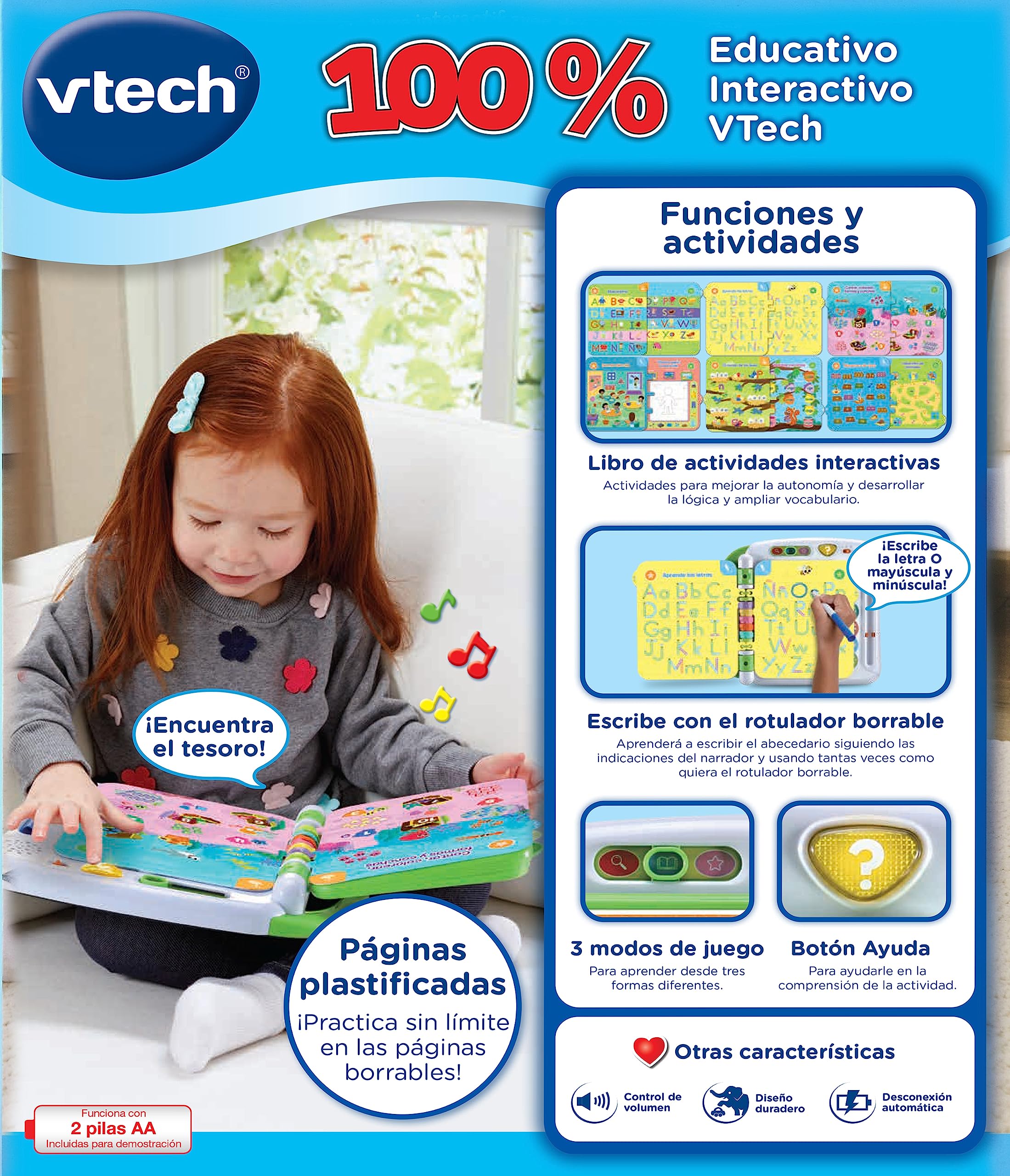 VTech - Libro de los 100 aprendizajes, Juguete Educativo Interactivo para niños +3 años, Aprende a Escribir, Versión ESP