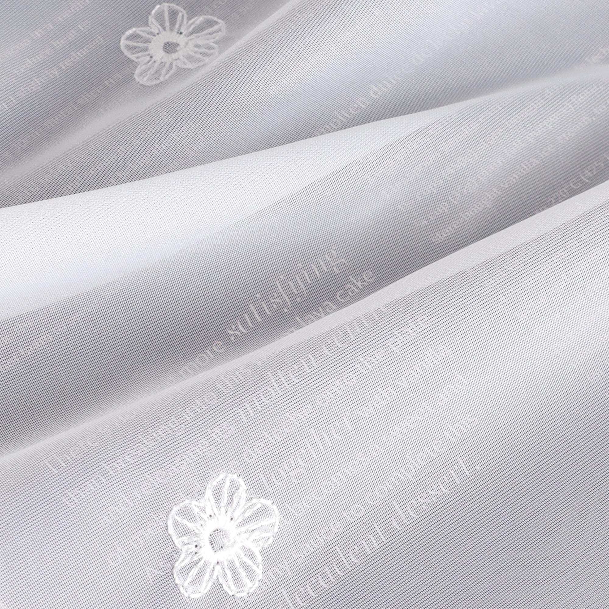 Yujiao Mao Rideau Brise-Bise Court Semi-Transparent à Motif Fleurs Brodées, Rideaux Cuisine Blanc Crème, Idéal pour Salon, Chambre et Cuisine – Décoration Élégante et Lumineuse HxL 150x150cm