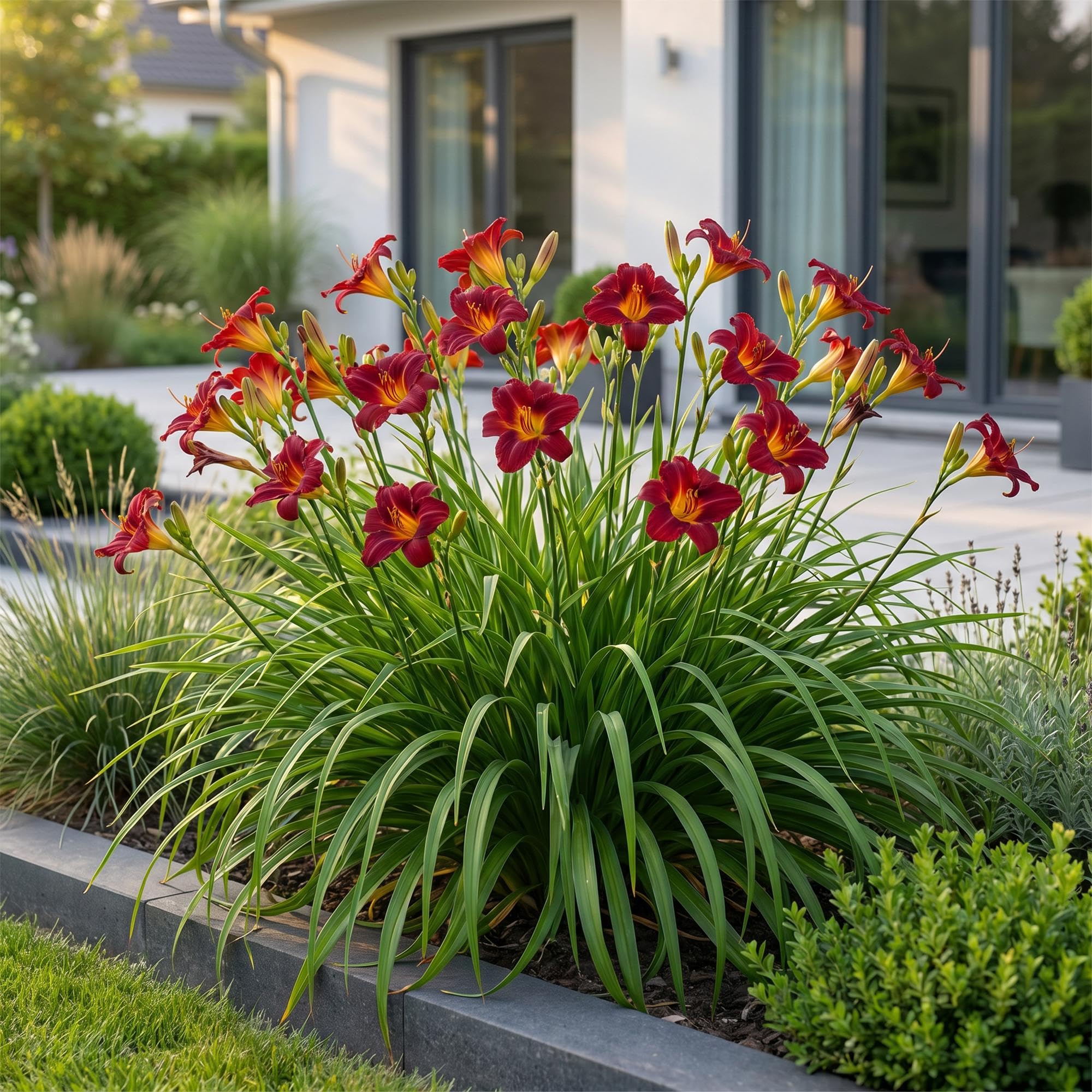 Plantas Hemerocallis Autumn Red, Jardín, Rojo, Pack de 3, Maceta 11cm