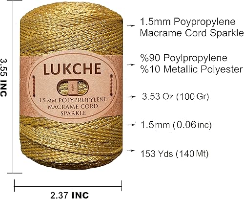 Miniatura 10 de Lukche Cordón de macramé de poliéster de alta calidad de 0.059 in x 153 yardas, cuerda colorida, hilo de ganchillo, suministros de macramé para