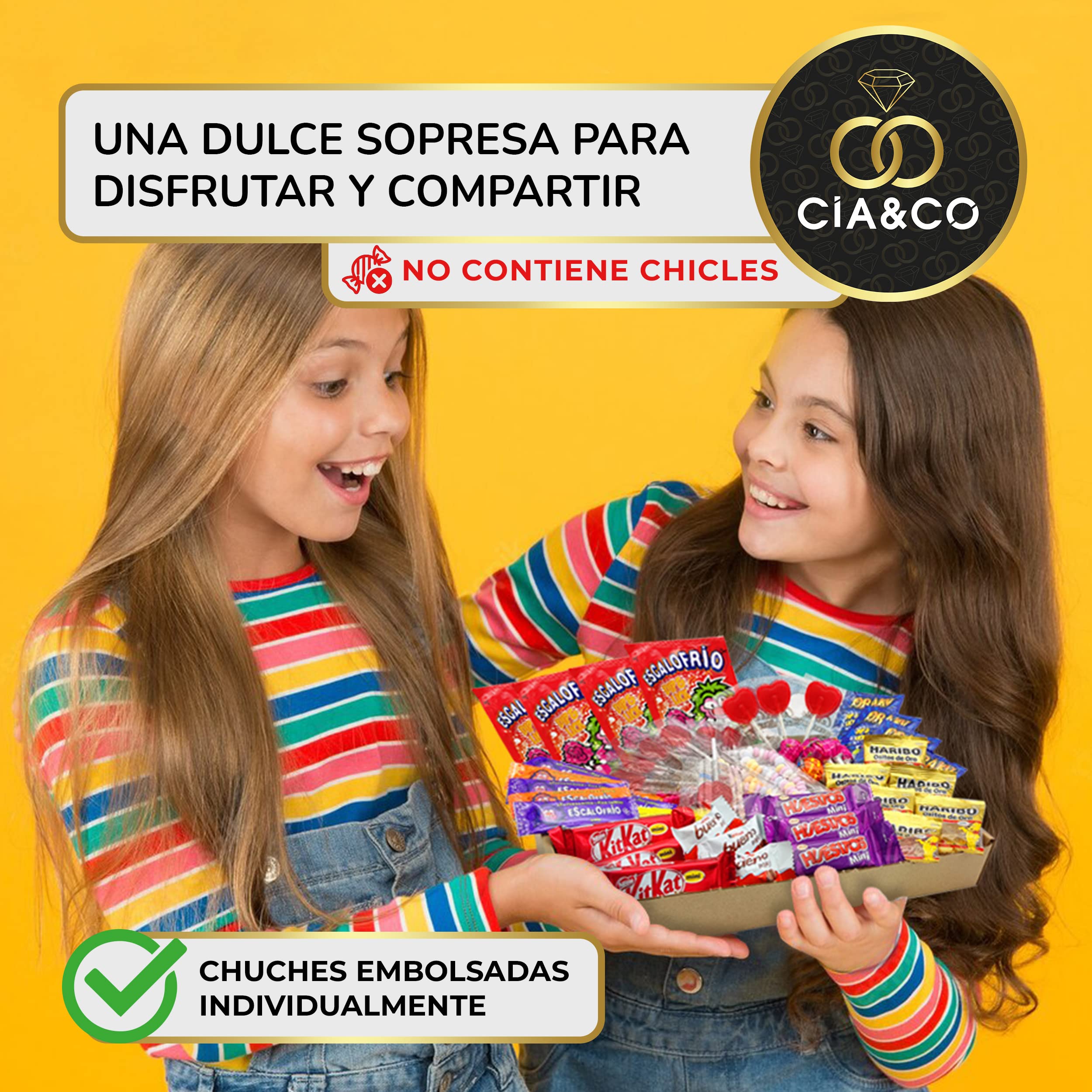 Lote Súper Chuches 800g Golosinas Chocolates Kit Kat Huesitos Chips Ahoy Piñatas Regalo Tarjeta Personalizable