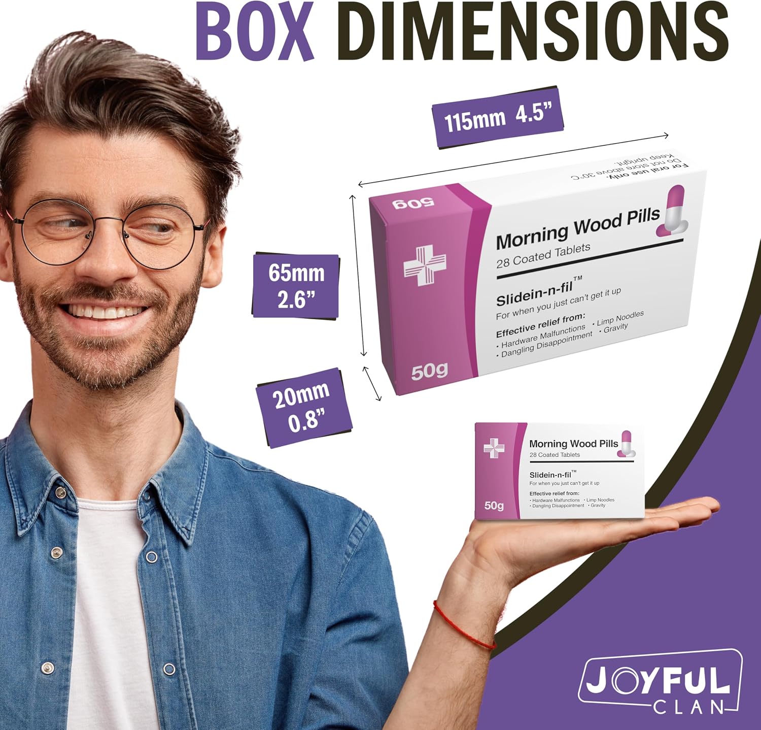 Morning Wood Pills - Hilarious Adult Prank Box, Funny Gag Gifts for Men - Male Enhancement Joke - Office Pranks - Secret Santa - White Elephant - Birthday Gift - Practical Novelty Xmas Present for Him