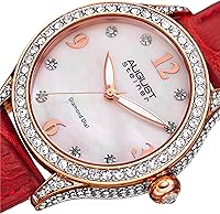 Vista 2 de August Steiner AS8188 - Reloj de pulsera de cuero con 8 marcadores de hora de diamantes con esfera de nácar