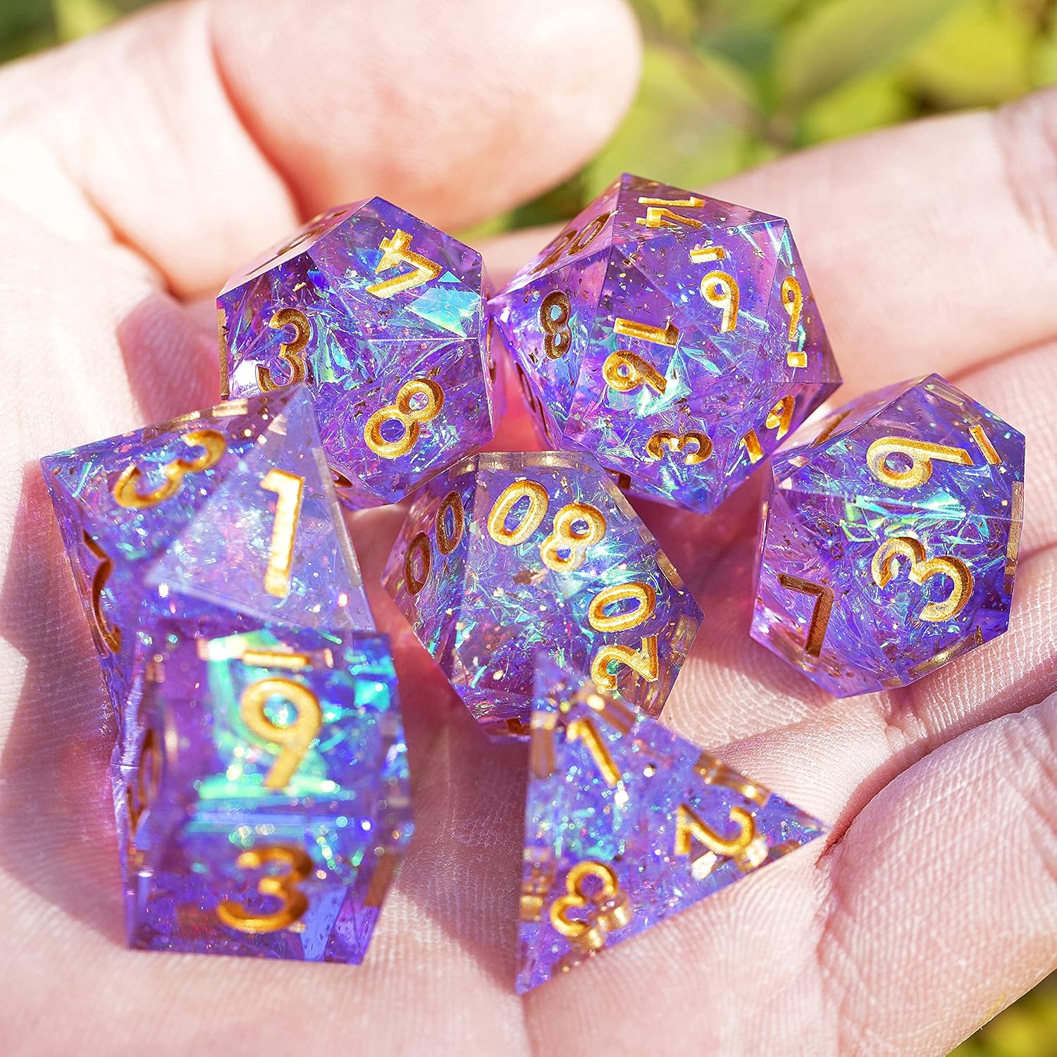 Mini Planet Polyhedral Galaxy 7PCS DND Tabletop Role Playing Game TTRPG D4 D20 Dice Set
