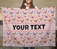 Personalized Blanket for Kids - Butterflies, Custom Name/Text, Lightweight Plush Fleece Throw for Summer/Daycare, Customized Gift/Birthday Present for Boys/Girls, 30