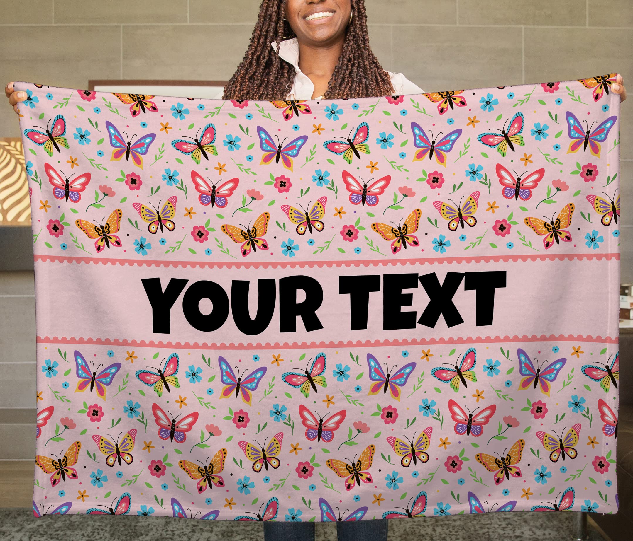Butterfly Kids Throw Blanket - Custom Personalized Fleece, 50x60 in
