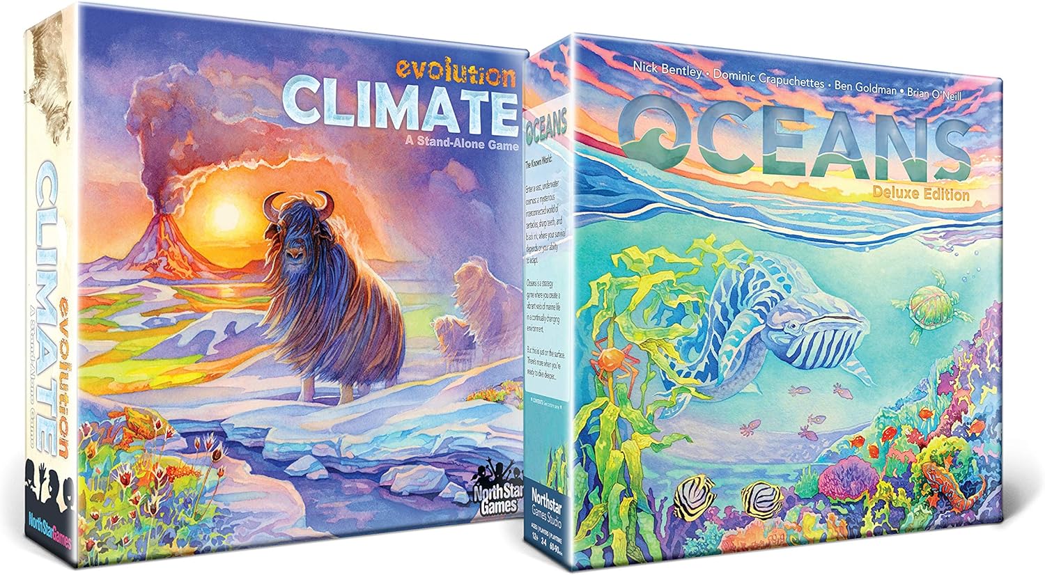 North Star Games Evolution: Climate Game and Oceans Bundle Award-Winning Strategy Games  Evolve Your Species; Avoid Predators, Weather Changes and The Deep, Dark Ocean