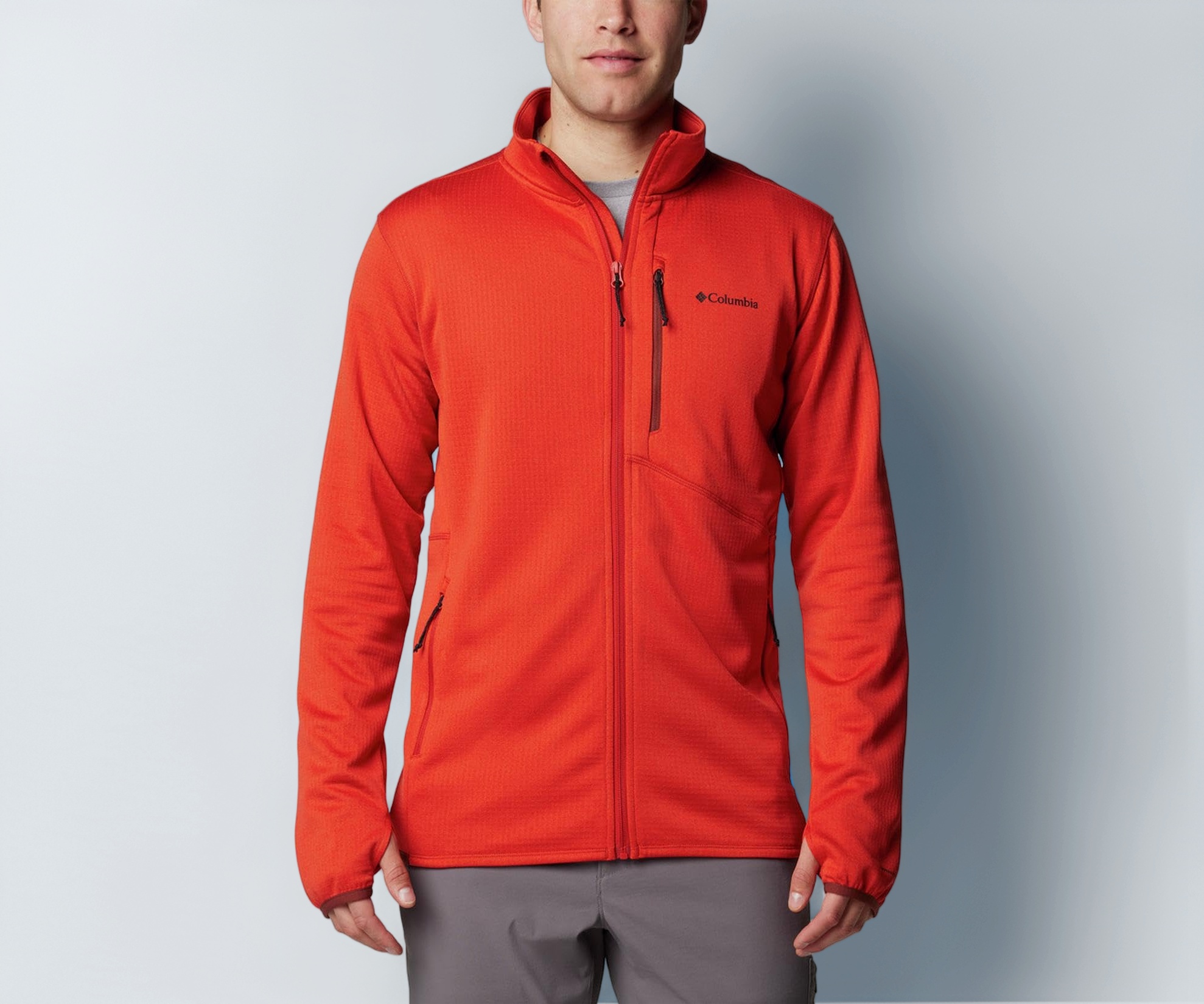 Columbia Men Orange Omni Wick Park View Fleece Full Zip Jacket, S