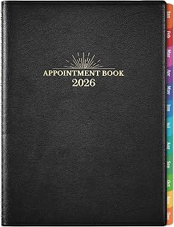 2026 Appointment Book & Planner - 2026 Daily Hourly Planner, 8.5" x 11", Jan 2026 - Dec 2026, 2026 Weekly Appointment Book, Planners with Colorful Tabs, Leather Cover, 15-Minute Interval - Black