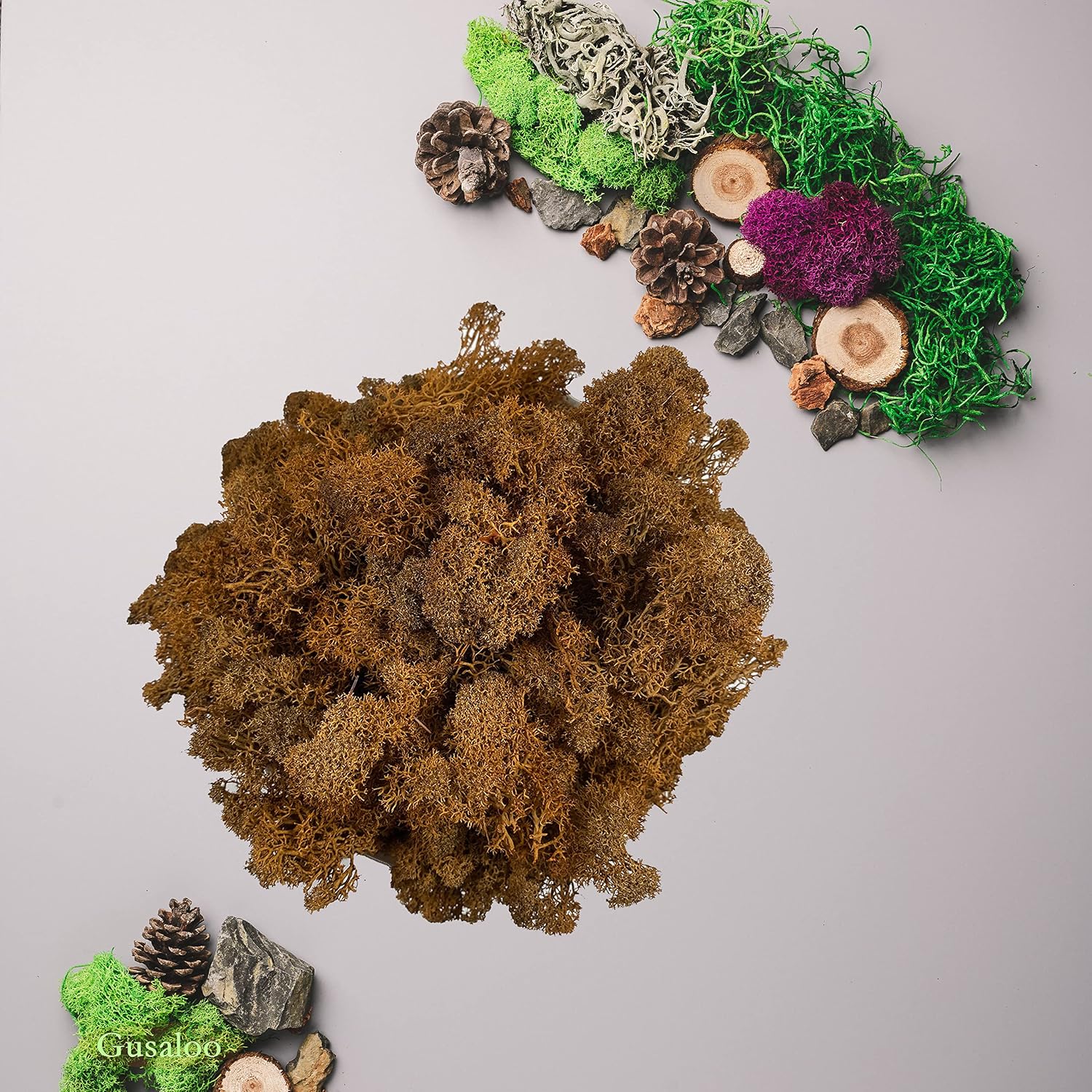 Preserved Moss 1.1lb Artificial Moss for Potted Plants Natural Fresh Green Moss for Crafts Fake Moss Arts Floral Orchid Wall Decor Wedding Centerpieces Garden Terrariums Christmas Decoration -Brown