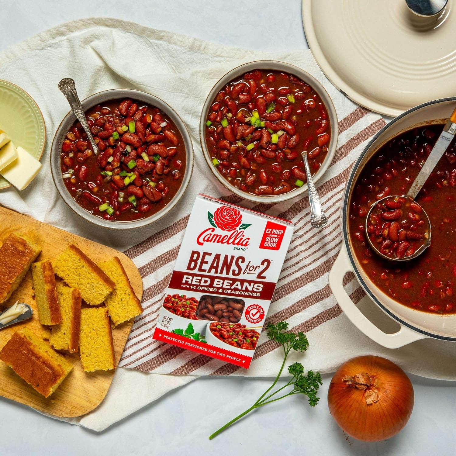 Camellia Brand Red Beans with Seasoning For 2 - 6.7oz (Pack of 12) Easy Dinner for Two, Dried Beans with Authentic Cajun & Creole Seasoning Spices and Vegetable Packets – Easy Louisiana Red Beans Dinner for 2 Servings