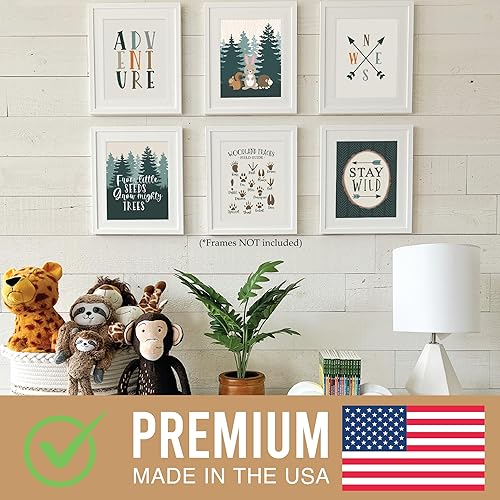 Miniatura 2 de Hadley Designs 6 impresiones reversibles de 8 x 10 para niños, decoración de guardería de bebé, criaturas del bosque, arte de pared