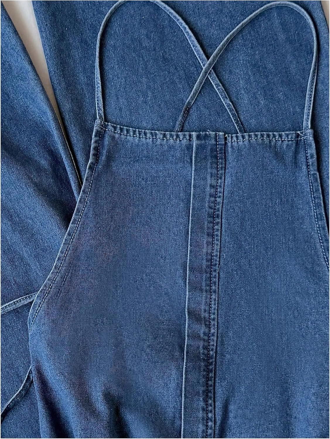 SweatyRocks Women's Crisscross Backless Spaghetti Strap Wide Leg Denim Jumpsuit Casual Jean Overalls