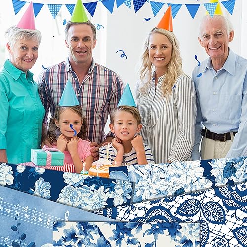 Miniatura 9 de GLKTOPO Papel de álbum de recortes con patrón floral de acuarela azul, 24 hojas de cartulina de doble cara de 12 x 12 pulgadas, papel decorativo