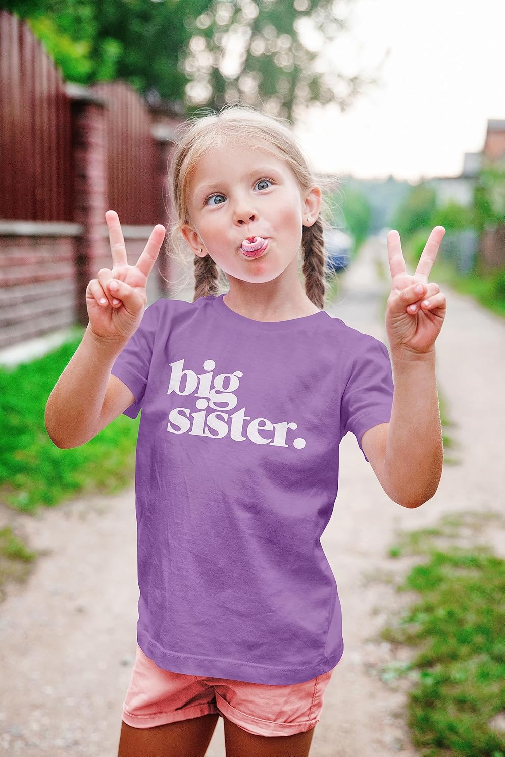 Bold Big Sister Colorful Sibling Reveal Announcement T-Shirt for Baby and Toddler Girls Sibling Outfits - Image 3